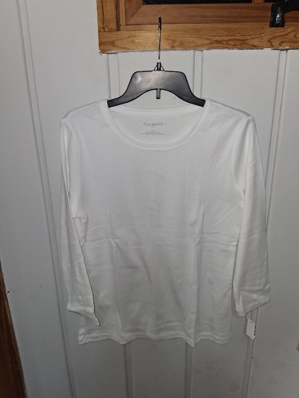 Talbots Cotton Round Neck White 3/4 Sleeve Tee NWT Asst Szs